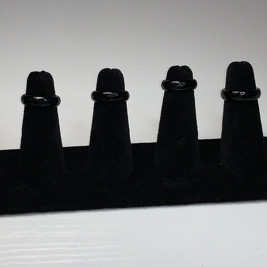 Faceted Onyx Solitaire Rings